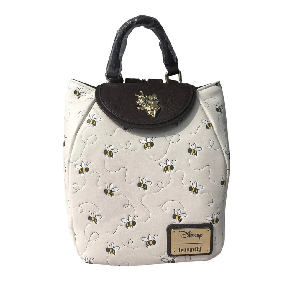 Loungefly Disney Winnie the Pooh Micro Mini Backpack Gold Bee Print Minimalist